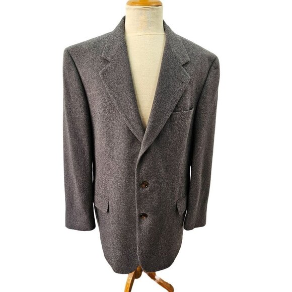 90s Bonney & Gordon Gray Cashmere 3 Btn Sport Coat Notch Lapel Ventless Mens 46L - Picture 3 of 12